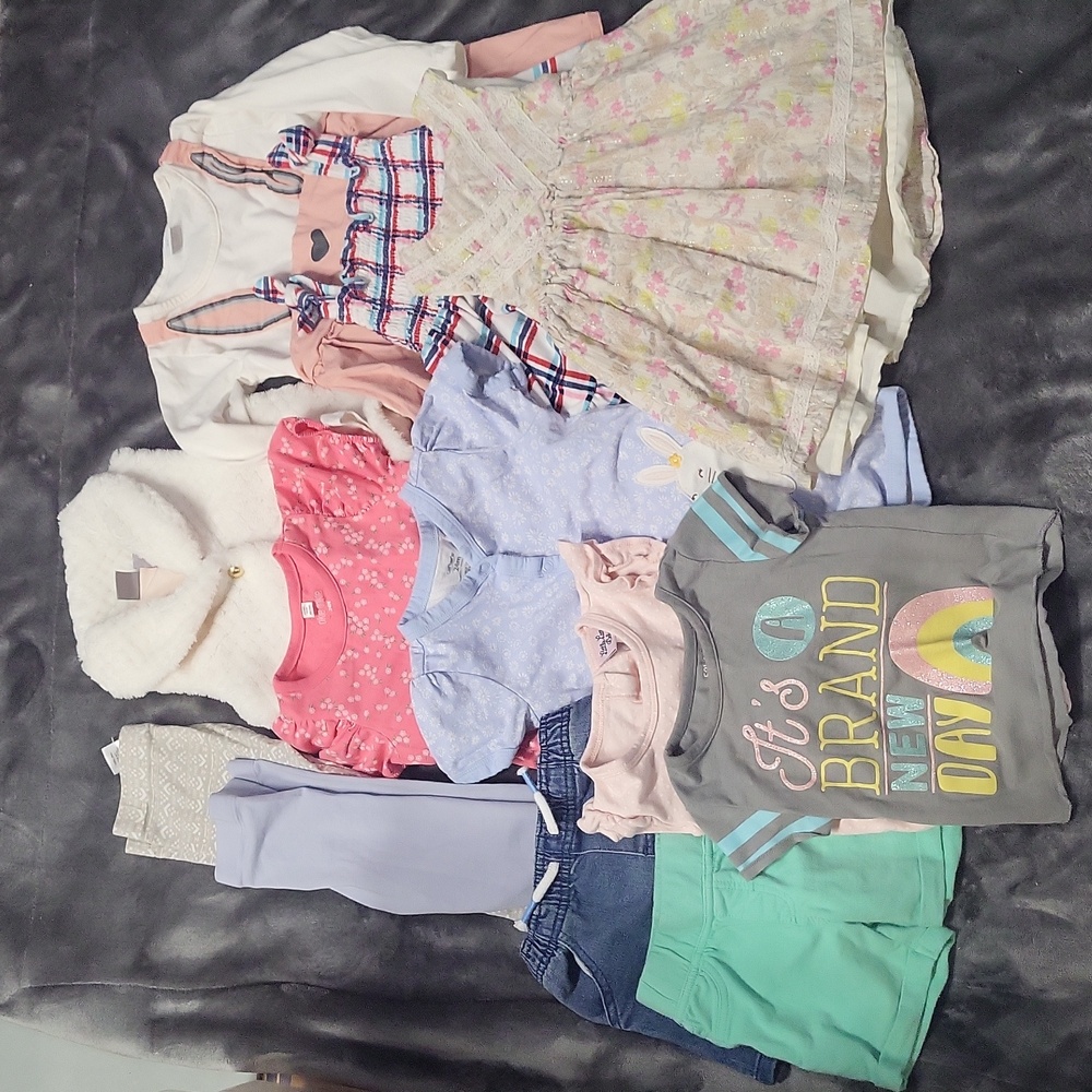 Large 12 pc baby girl infant clothes lot NWOT vest leggings dress 24M Tahari bab
